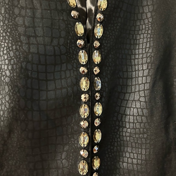 Ruby Rd black jeweled faux leather cropped jacket size 8 - Picture 4 of 7